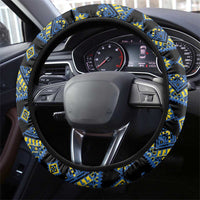 Ukraine Bandura Vyshyvanka Pattern Steering Wheel Cover Ukrainian Heritage Folk Black Version - Wonder Print Shop