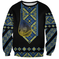 Ukraine Bandura Vyshyvanka Pattern Sweatshirt Ukrainian Heritage Folk Black Version - Wonder Print Shop