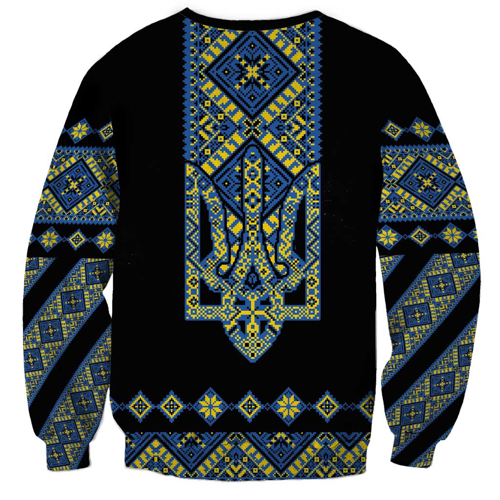 Ukraine Bandura Vyshyvanka Pattern Sweatshirt Ukrainian Heritage Folk Black Version - Wonder Print Shop