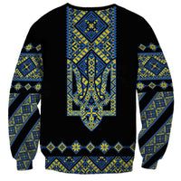 Ukraine Bandura Vyshyvanka Pattern Sweatshirt Ukrainian Heritage Folk Black Version - Wonder Print Shop