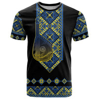 Ukraine Bandura Vyshyvanka Pattern T Shirt Ukrainian Heritage Folk Black Version - Wonder Print Shop