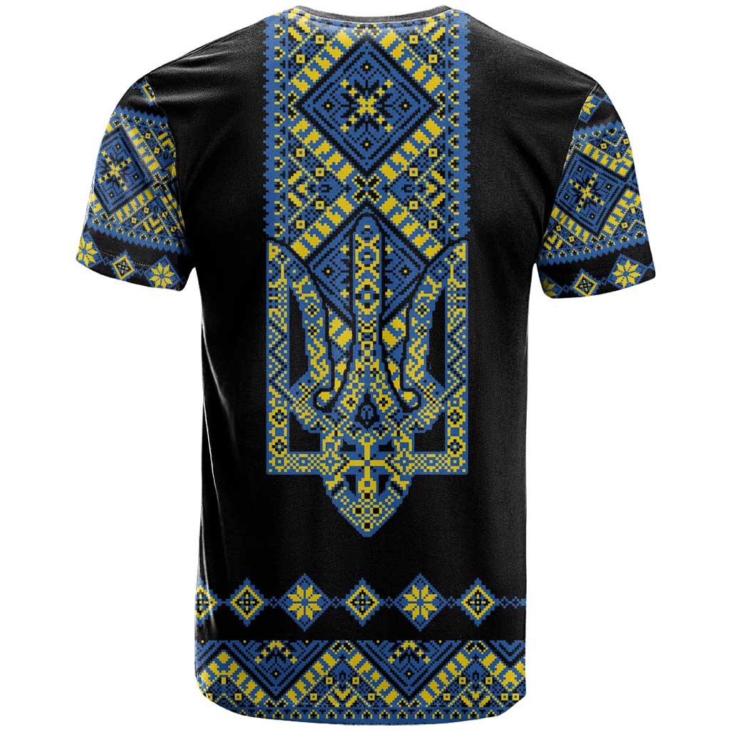 Ukraine Bandura Vyshyvanka Pattern T Shirt Ukrainian Heritage Folk Black Version - Wonder Print Shop
