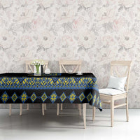 Ukraine Bandura Vyshyvanka Pattern Tablecloth Ukrainian Heritage Folk Black Version - Wonder Print Shop