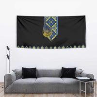 Ukraine Bandura Vyshyvanka Pattern Tapestry Ukrainian Heritage Folk Black Version - Wonder Print Shop