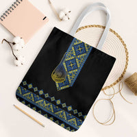 Ukraine Bandura Vyshyvanka Pattern Tote Bag Ukrainian Heritage Folk Black Version - Wonder Print Shop