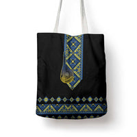 Ukraine Bandura Vyshyvanka Pattern Tote Bag Ukrainian Heritage Folk Black Version - Wonder Print Shop