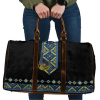Ukraine Bandura Vyshyvanka Pattern Travel Bag Ukrainian Heritage Folk Black Version - Wonder Print Shop