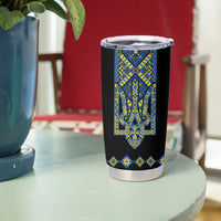 Ukraine Bandura Vyshyvanka Pattern Tumbler Cup Ukrainian Heritage Folk Black Version - Wonder Print Shop
