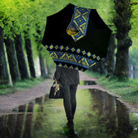 Ukraine Bandura Vyshyvanka Pattern Umbrella Ukrainian Heritage Folk Black Version - Wonder Print Shop