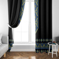 Ukraine Bandura Vyshyvanka Pattern Window Curtain Ukrainian Heritage Folk Black Version - Wonder Print Shop