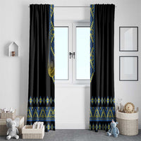 Ukraine Bandura Vyshyvanka Pattern Window Curtain Ukrainian Heritage Folk Black Version - Wonder Print Shop
