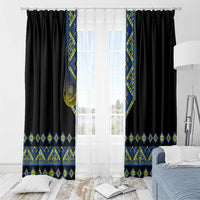 Ukraine Bandura Vyshyvanka Pattern Window Curtain Ukrainian Heritage Folk Black Version - Wonder Print Shop