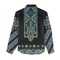 Ukraine Bandura Vyshyvanka Pattern Women Casual Shirt Ukrainian Heritage Folk Black Version - Wonder Print Shop