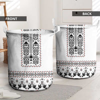 Ukraine Military Vyshyvanka Pattern Laundry Basket Ukrainian Heritage White Tactical Style - Wonder Print Shop