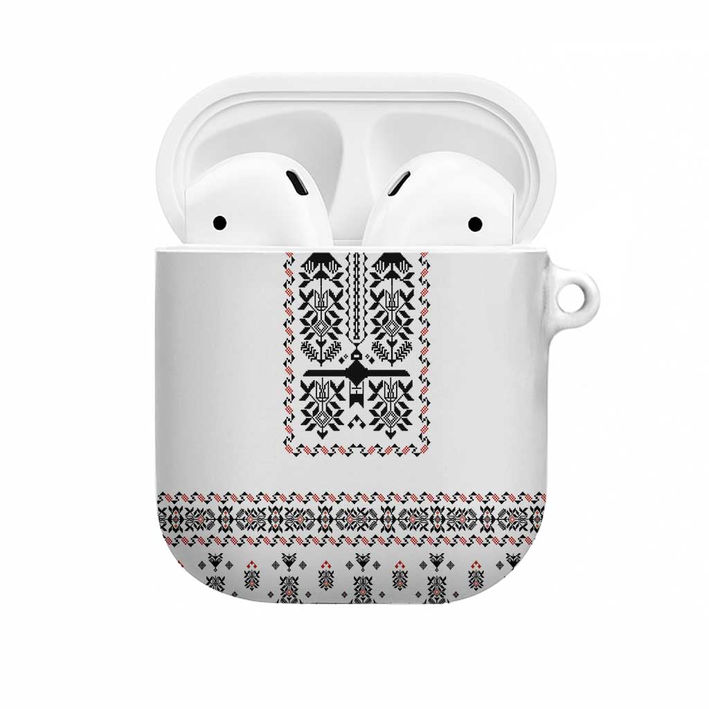 Ukraine Military Vyshyvanka Pattern AirPods Case Ukrainian Heritage White Tactical Style - Wonder Print Shop