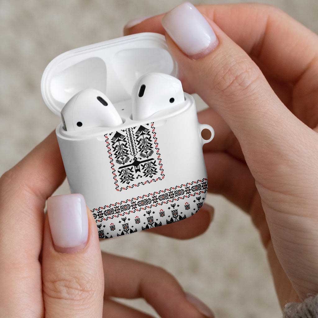 Ukraine Military Vyshyvanka Pattern AirPods Case Ukrainian Heritage White Tactical Style - Wonder Print Shop