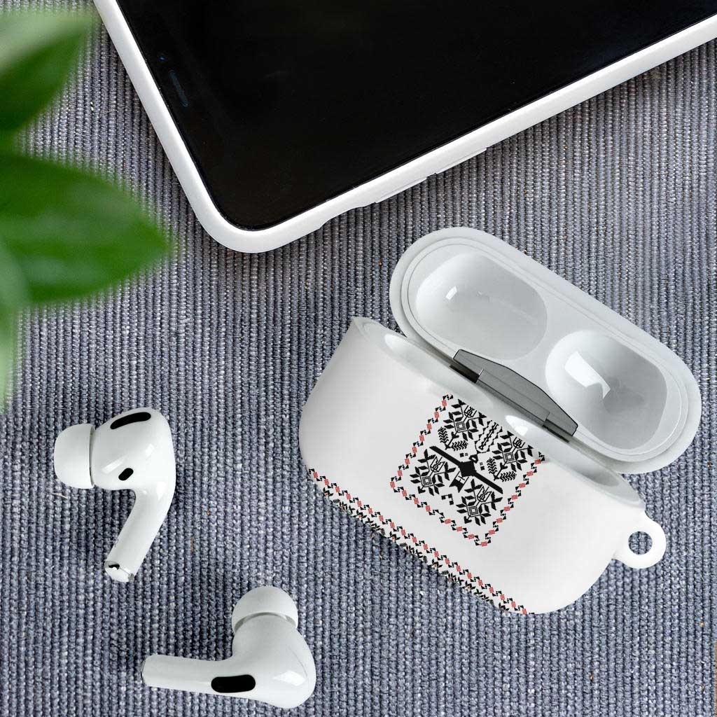 Ukraine Military Vyshyvanka Pattern AirPods Case Ukrainian Heritage White Tactical Style - Wonder Print Shop