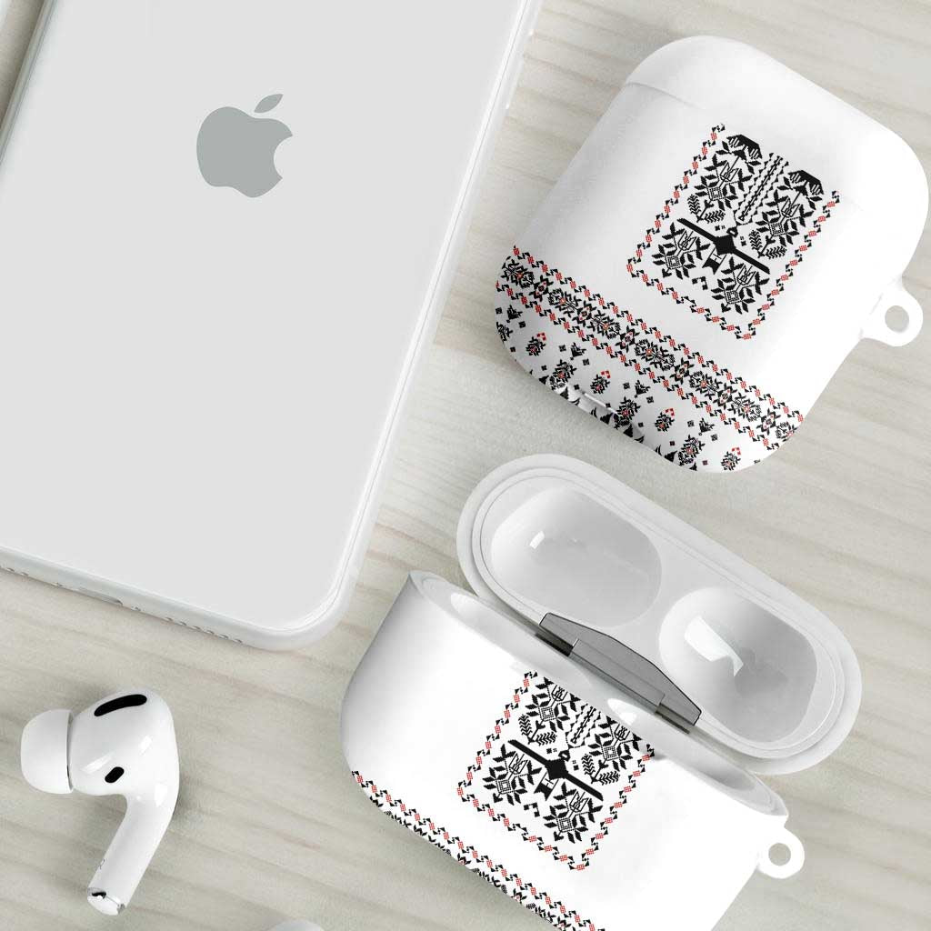 Ukraine Military Vyshyvanka Pattern AirPods Case Ukrainian Heritage White Tactical Style - Wonder Print Shop