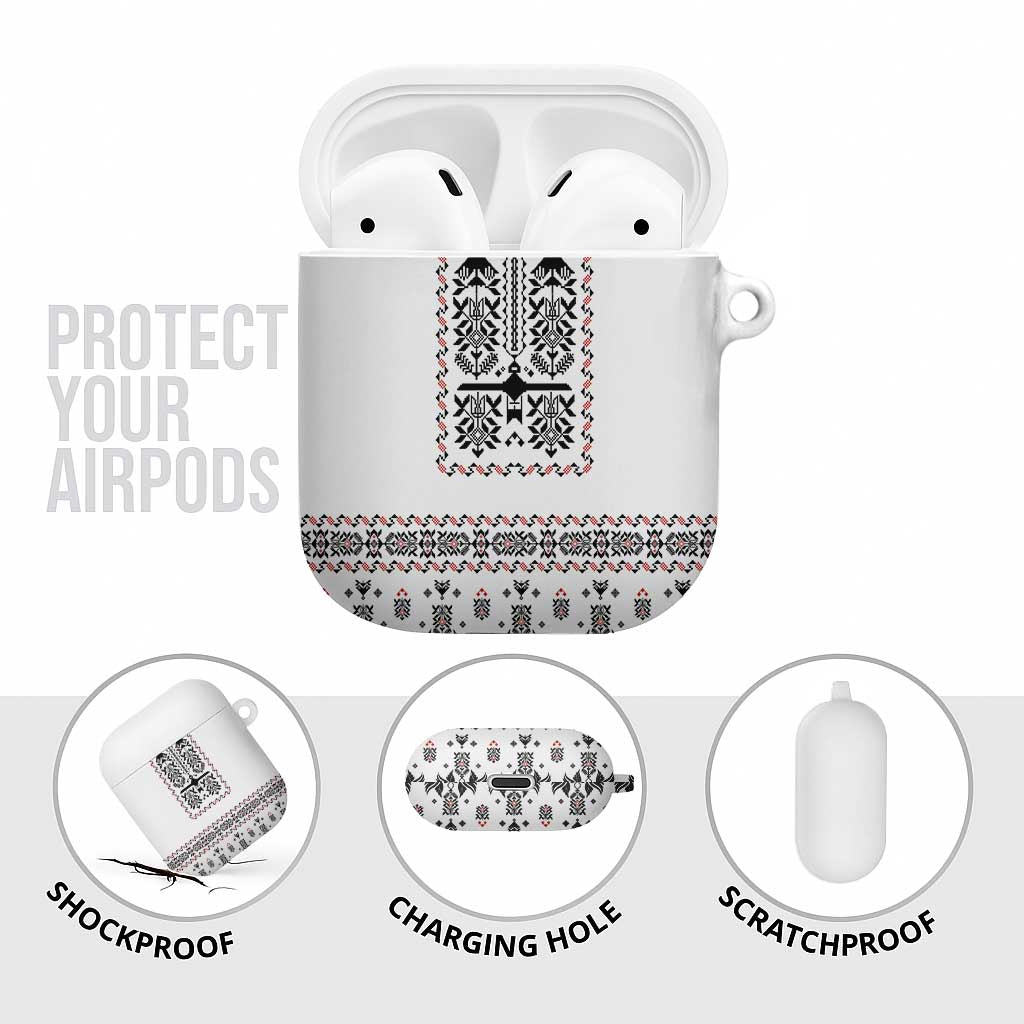 Ukraine Military Vyshyvanka Pattern AirPods Case Ukrainian Heritage White Tactical Style - Wonder Print Shop