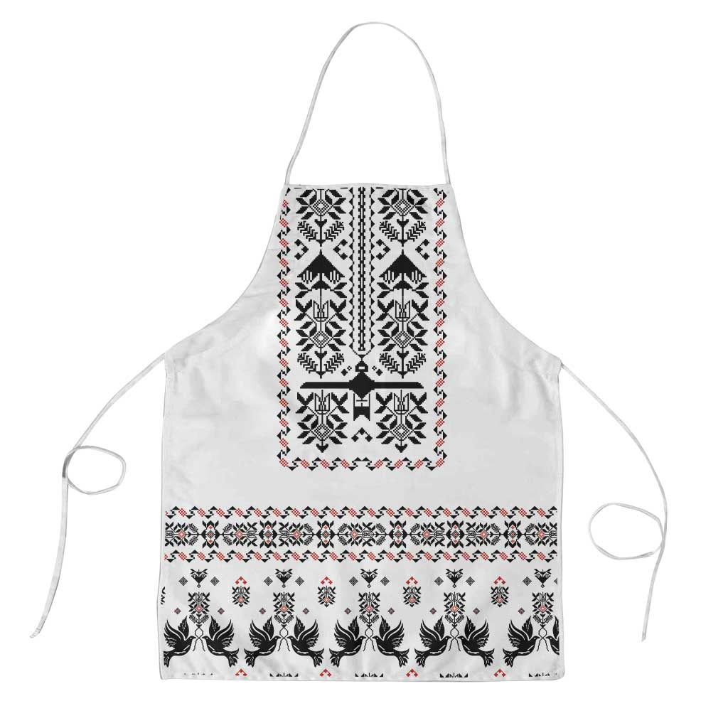 Ukraine Military Vyshyvanka Pattern Apron Ukrainian Heritage White Tactical Style - Wonder Print Shop