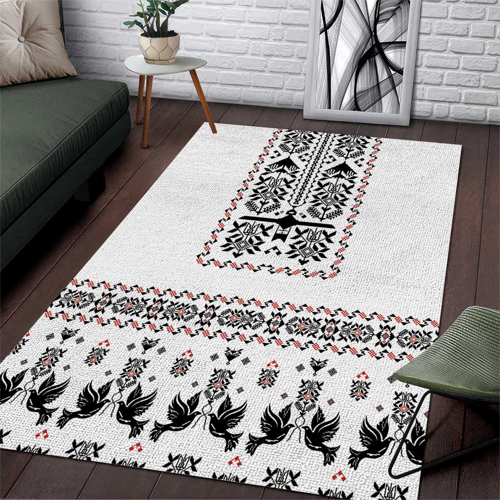Ukraine Military Vyshyvanka Pattern Area Rug Ukrainian Heritage White Tactical Style - Wonder Print Shop