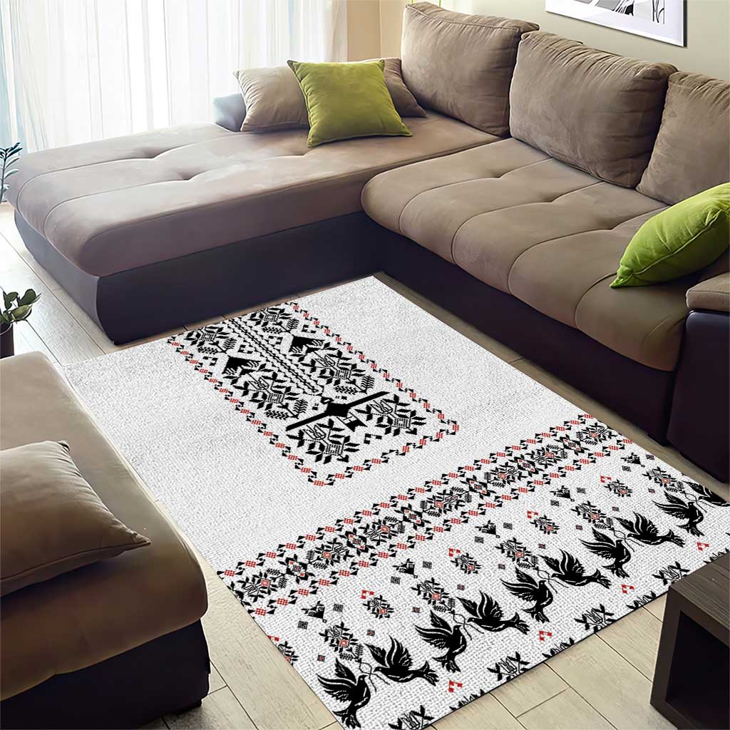 Ukraine Military Vyshyvanka Pattern Area Rug Ukrainian Heritage White Tactical Style - Wonder Print Shop