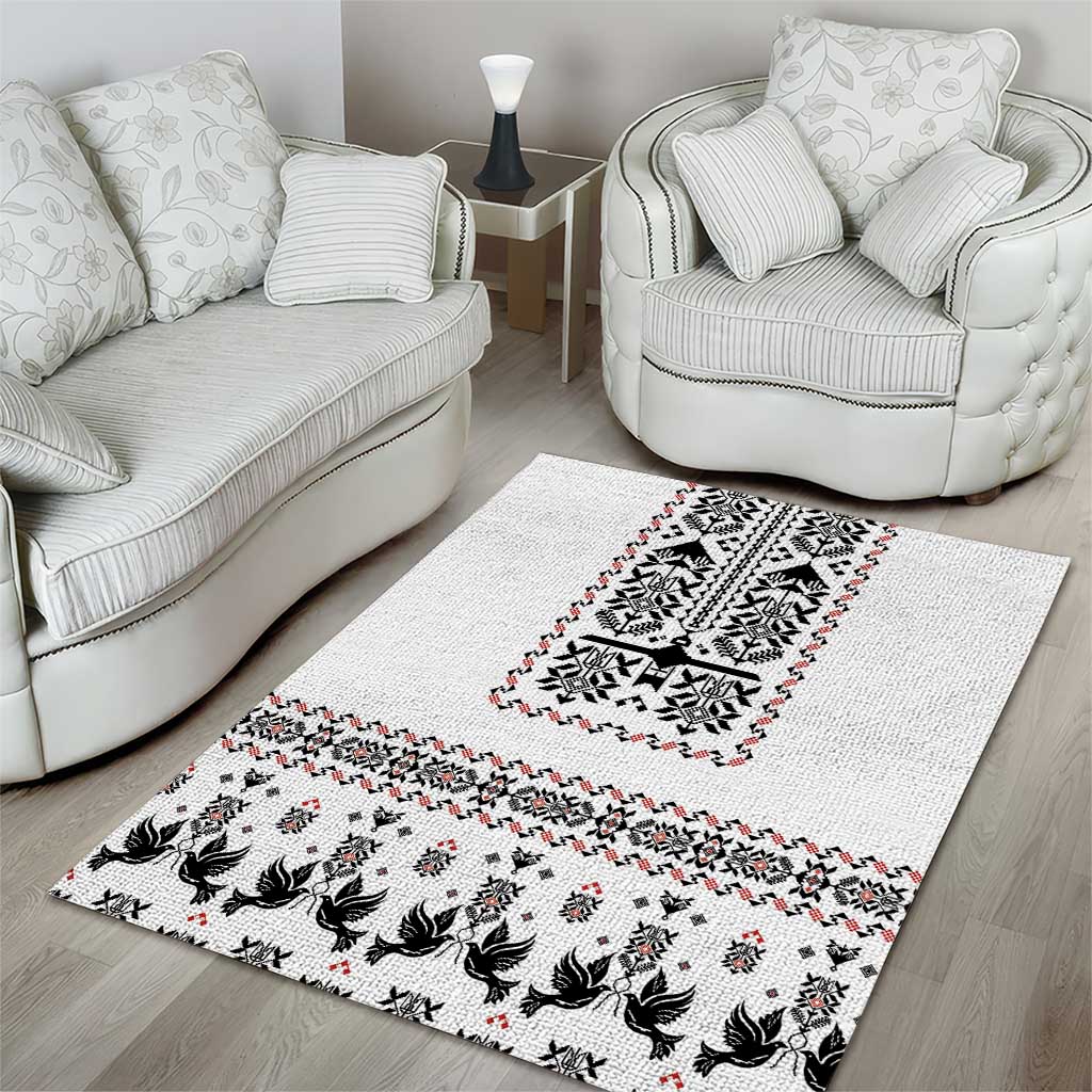 Ukraine Military Vyshyvanka Pattern Area Rug Ukrainian Heritage White Tactical Style - Wonder Print Shop