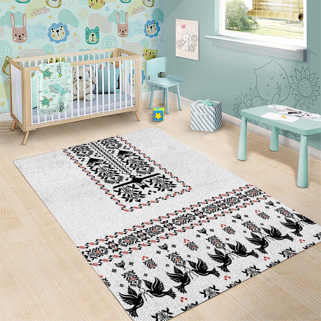 Ukraine Military Vyshyvanka Pattern Area Rug Ukrainian Heritage White Tactical Style - Wonder Print Shop