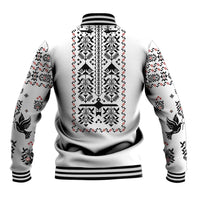 Ukraine Military Vyshyvanka Pattern Baseball Jacket Ukrainian Heritage White Tactical Style - Wonder Print Shop