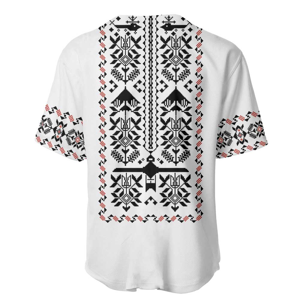 Ukraine Military Vyshyvanka Pattern Baseball Jersey Ukrainian Heritage White Tactical Style - Wonder Print Shop