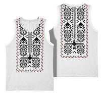 Ukraine Military Vyshyvanka Pattern Basketball Jersey Ukrainian Heritage White Tactical Style - Wonder Print Shop