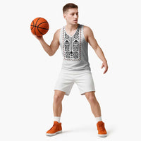 Ukraine Military Vyshyvanka Pattern Basketball Jersey Ukrainian Heritage White Tactical Style - Wonder Print Shop