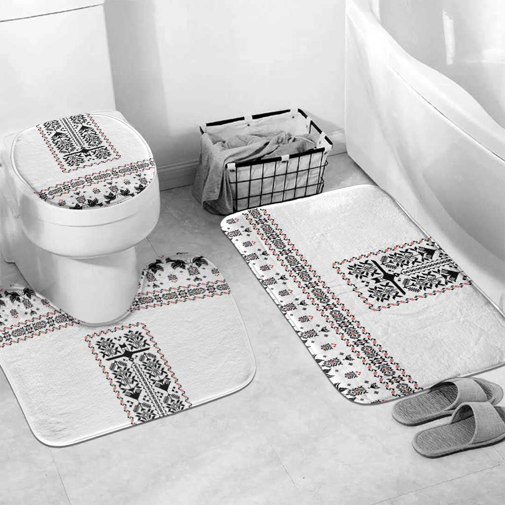 Ukraine Military Vyshyvanka Pattern Bathroom Set Ukrainian Heritage White Tactical Style - Wonder Print Shop