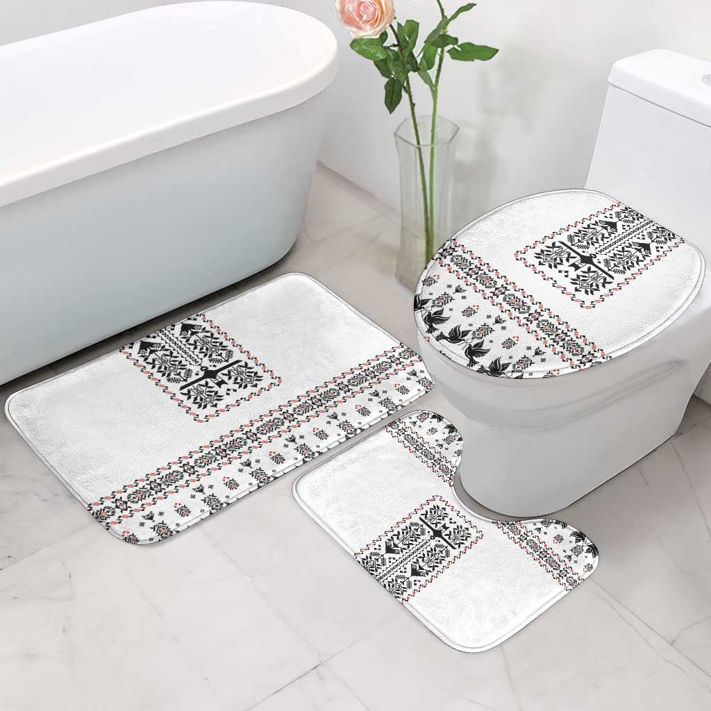 Ukraine Military Vyshyvanka Pattern Bathroom Set Ukrainian Heritage White Tactical Style - Wonder Print Shop