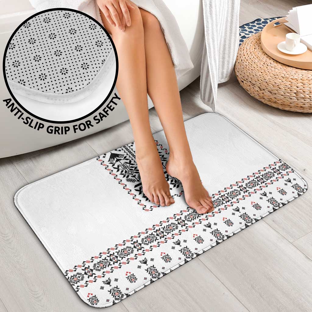 Ukraine Military Vyshyvanka Pattern Bathroom Set Ukrainian Heritage White Tactical Style - Wonder Print Shop