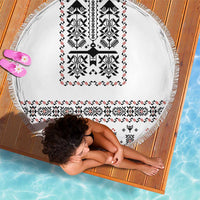 Ukraine Military Vyshyvanka Pattern Beach Blanket Ukrainian Heritage White Tactical Style - Wonder Print Shop