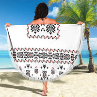 Ukraine Military Vyshyvanka Pattern Beach Blanket Ukrainian Heritage White Tactical Style - Wonder Print Shop