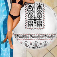 Ukraine Military Vyshyvanka Pattern Beach Blanket Ukrainian Heritage White Tactical Style - Wonder Print Shop