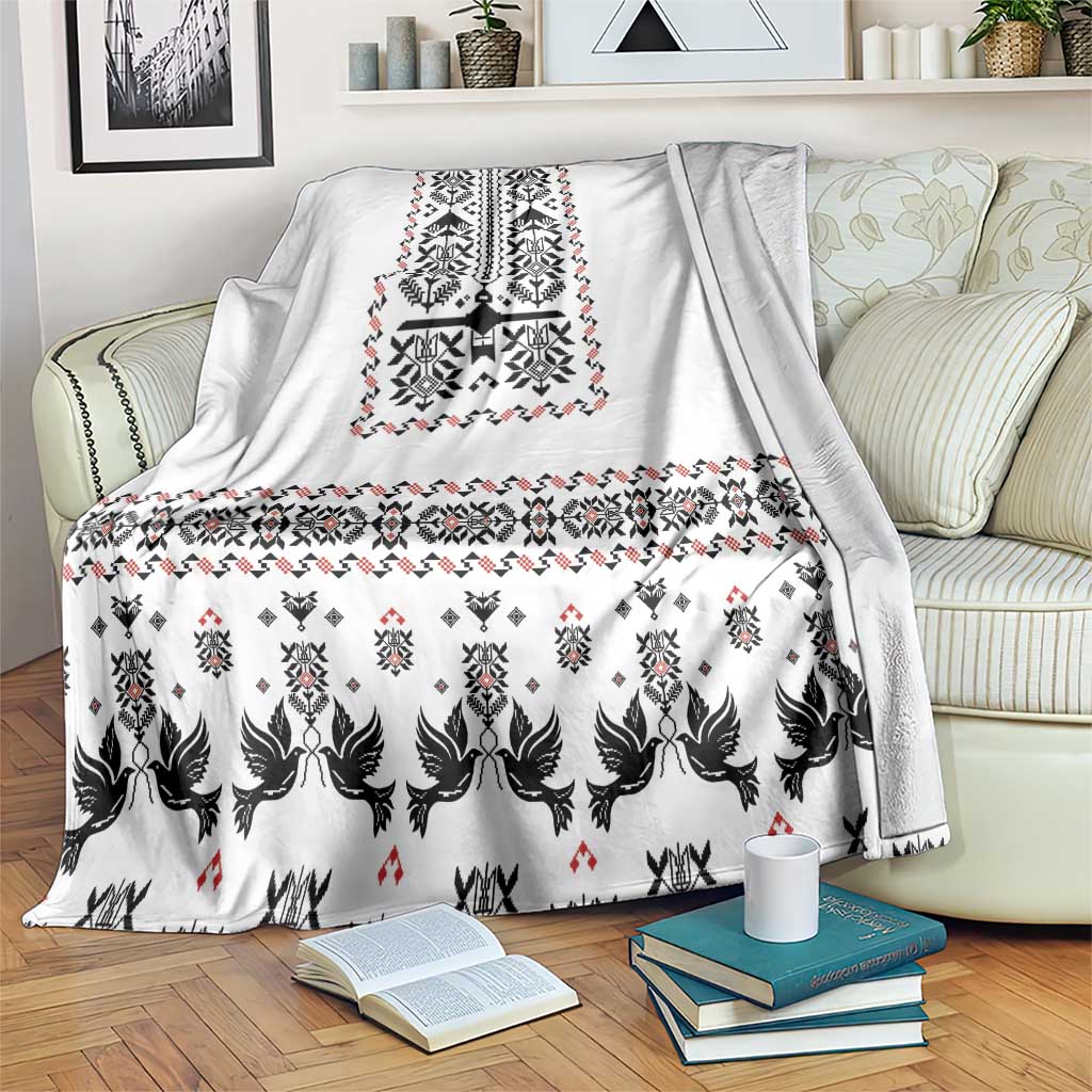 Ukraine Military Vyshyvanka Pattern Blanket Ukrainian Heritage White Tactical Style - Wonder Print Shop