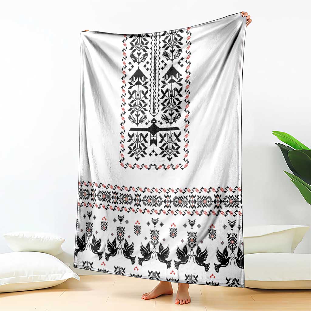 Ukraine Military Vyshyvanka Pattern Blanket Ukrainian Heritage White Tactical Style - Wonder Print Shop