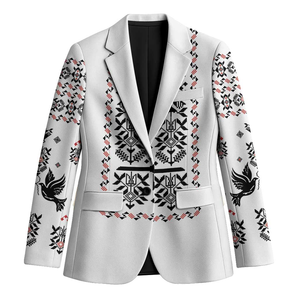 Ukraine Military Vyshyvanka Pattern Blazer Ukrainian Heritage White Tactical Style - Wonder Print Shop