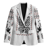 Ukraine Military Vyshyvanka Pattern Blazer Ukrainian Heritage White Tactical Style - Wonder Print Shop