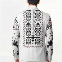 Ukraine Military Vyshyvanka Pattern Blazer Ukrainian Heritage White Tactical Style - Wonder Print Shop