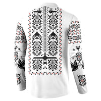 Ukraine Military Vyshyvanka Pattern Button Sweatshirt Ukrainian Heritage White Tactical Style - Wonder Print Shop