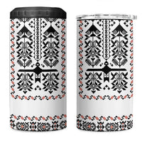 Ukraine Military Vyshyvanka Pattern 4 in 1 Can Cooler Tumbler Ukrainian Heritage White Tactical Style - Wonder Print Shop