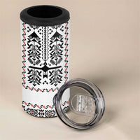 Ukraine Military Vyshyvanka Pattern 4 in 1 Can Cooler Tumbler Ukrainian Heritage White Tactical Style - Wonder Print Shop