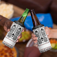 Ukraine Military Vyshyvanka Pattern 4 in 1 Can Cooler Tumbler Ukrainian Heritage White Tactical Style - Wonder Print Shop