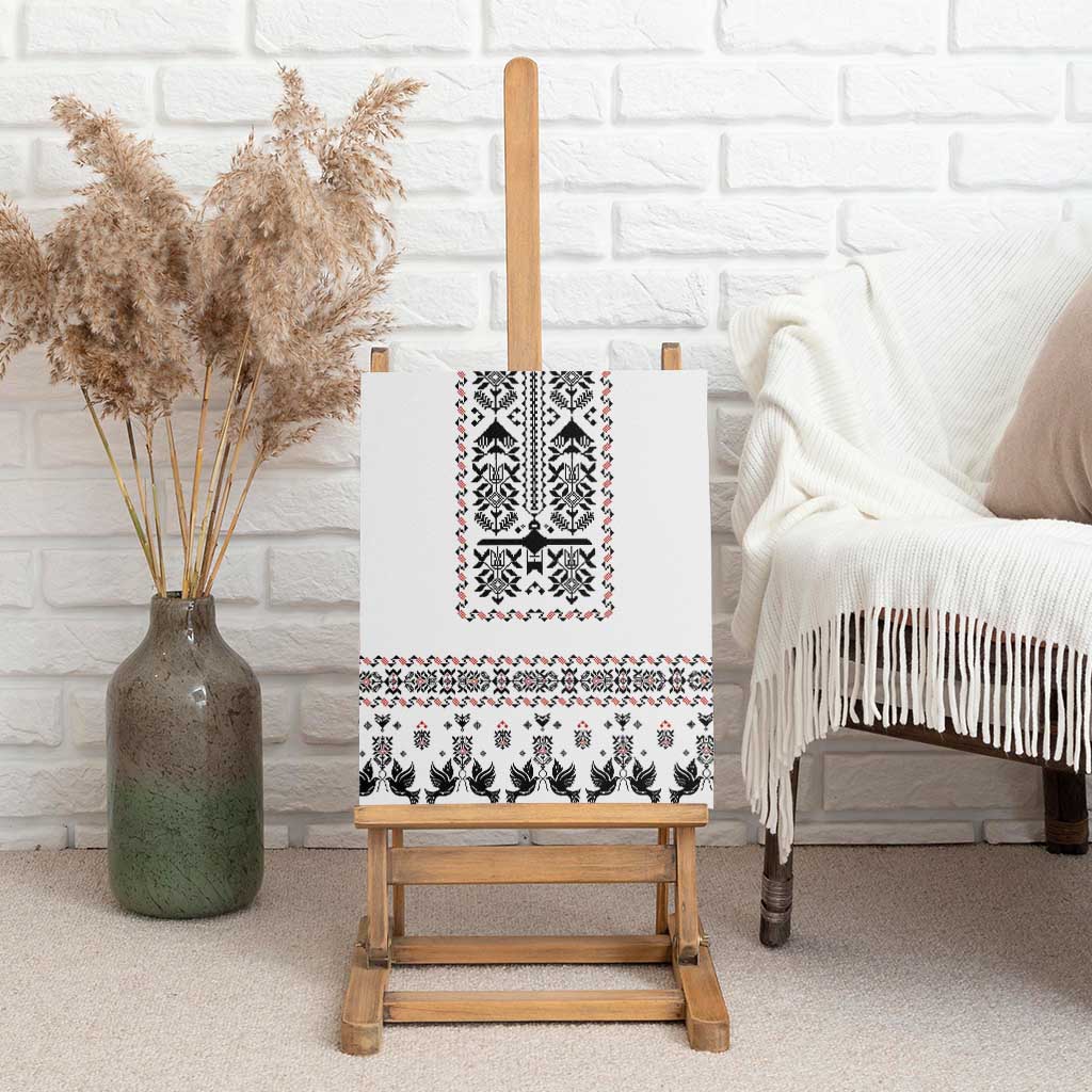 Ukraine Military Vyshyvanka Pattern Canvas Wall Art Ukrainian Heritage White Tactical Style - Wonder Print Shop
