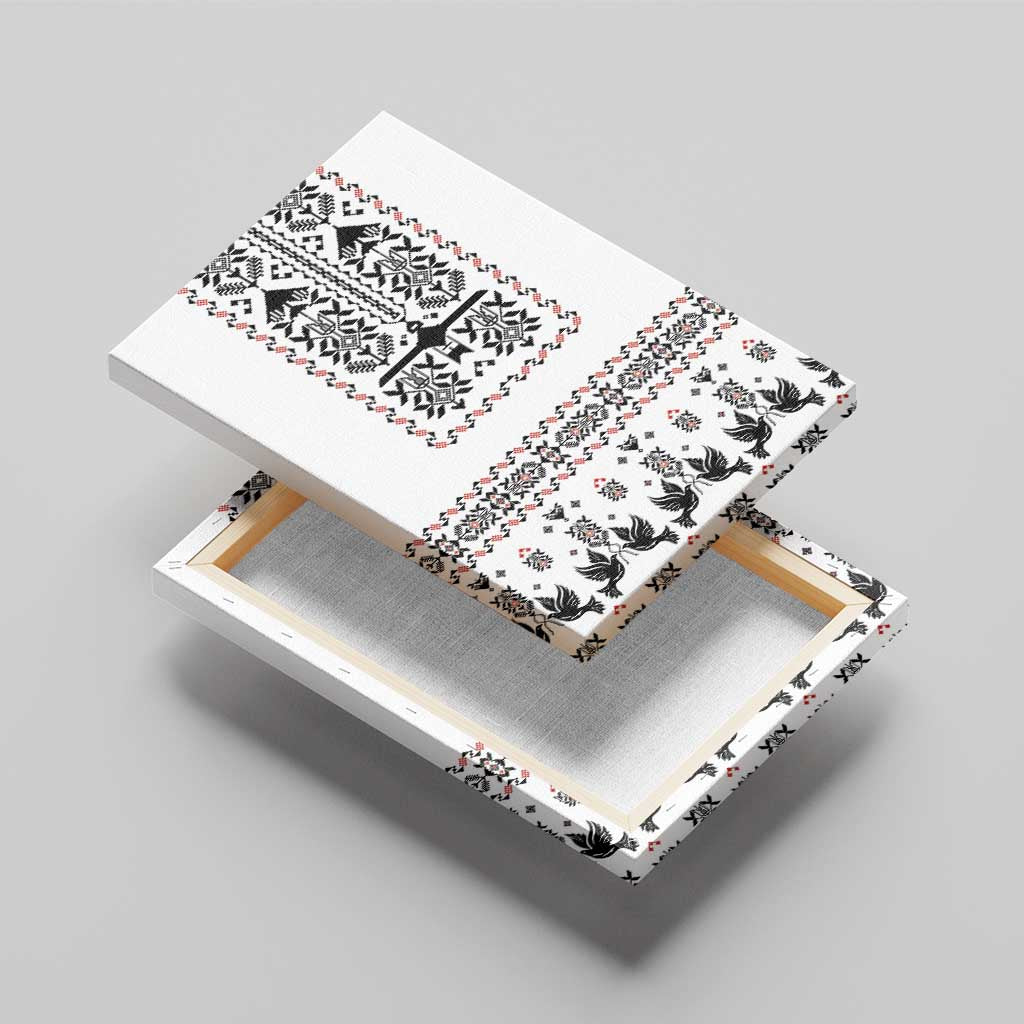 Ukraine Military Vyshyvanka Pattern Canvas Wall Art Ukrainian Heritage White Tactical Style - Wonder Print Shop