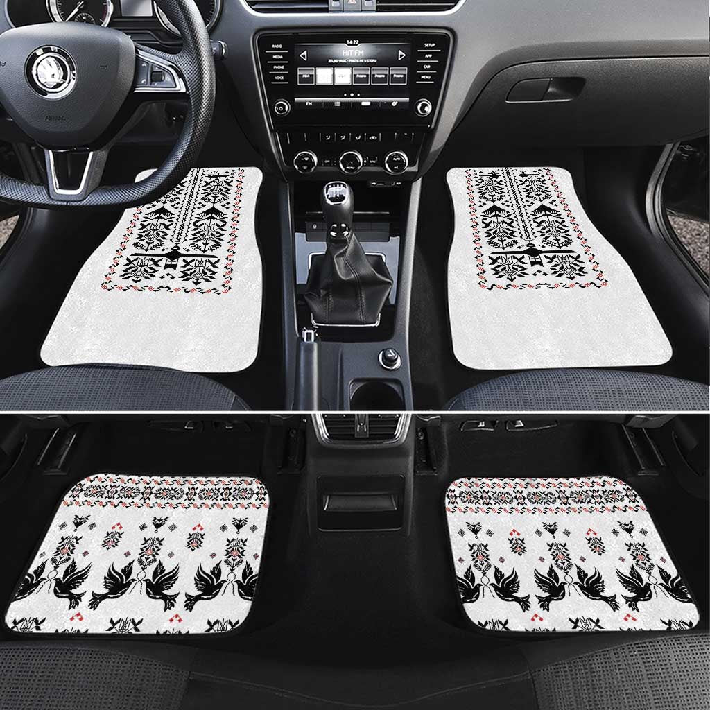 Ukraine Military Vyshyvanka Pattern Car Mats Ukrainian Heritage White Tactical Style - Wonder Print Shop
